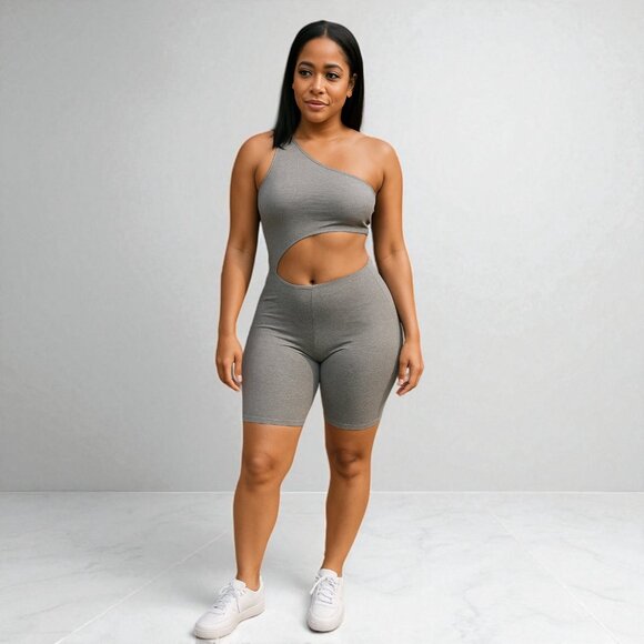 Women Waist Cut Out Short Romper - Picture 7 of 7